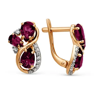 Серьги из красного золота с гранатами