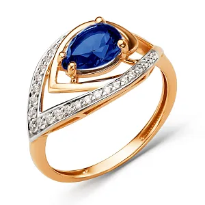 Кольцо из красного золота с корундом