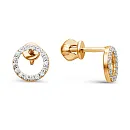 Серьги пусеты из красного золота с фианитами