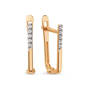 Серьги из красного золота с фианитами