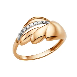 Кольцо из красного золота с фианитами