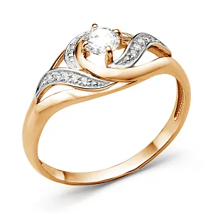 Кольцо из красного золота с фианитами