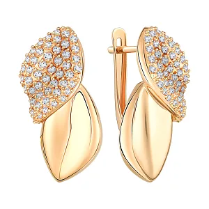 Серьги из красного золота с фианитами