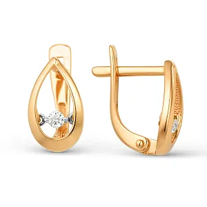 Серьги из красного золота с фианитами