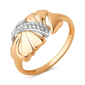 Кольцо из красного золота с фианитами