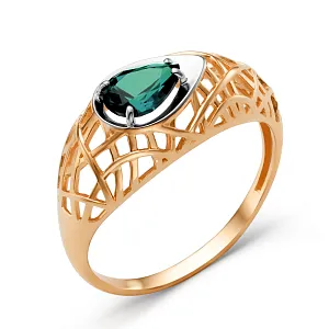 Кольцо из красного золота с изумрудом
