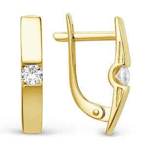 Серьги из желтого золота с фианитами