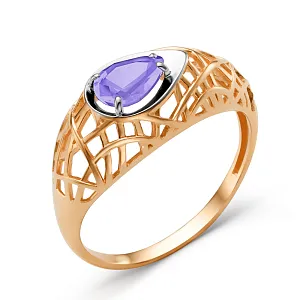 Кольцо из красного золота с аметистом