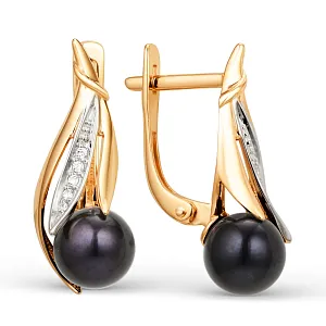 Серьги из красного золота с фианитами