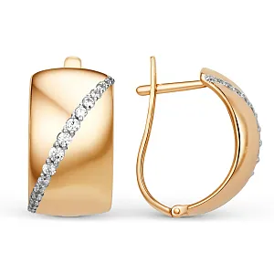 Серьги из красного золота с фианитами