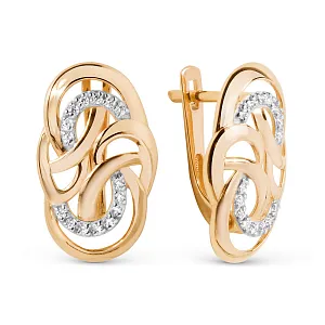 Серьги из красного золота с фианитами