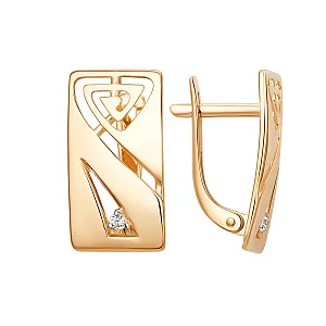 Серьги из красного золота с фианитами