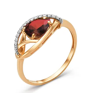 Кольцо из красного золота с гранатом