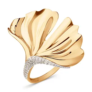 Кольцо из красного золота с фианитами