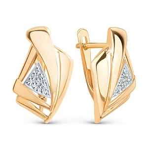 Серьги из красного золота с фианитами