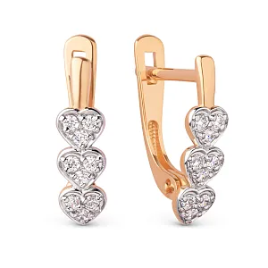 Серьги из красного золота с фианитами