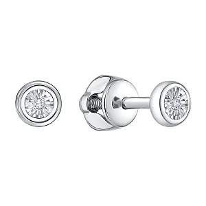 Серьги пусеты из белого золота