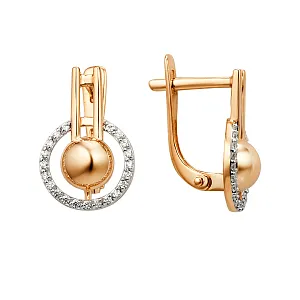 Серьги из красного золота с фианитами