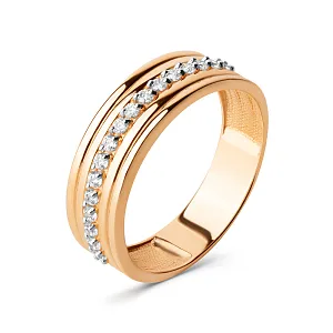 Кольцо из красного золота с фианитами