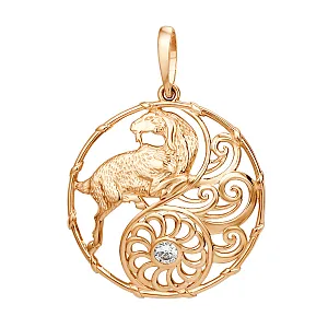 Подвеска из красного золота с фианитом