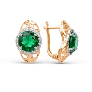 Серьги из красного золота с ювелирными кристаллами