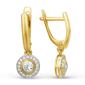 Серьги из желтого золота с фианитами