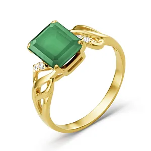 Кольцо из желтого золота с зеленым агатом