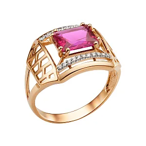 Кольцо из красного золота с корундом