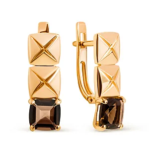 Серьги из красного золота с раухтопазами