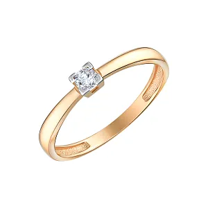 Кольцо из красного золота с бриллиантом