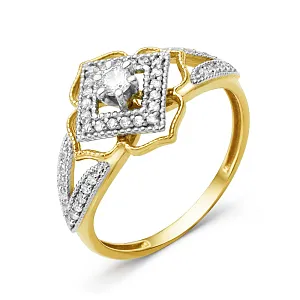 Кольцо из желтого золота с фианитами