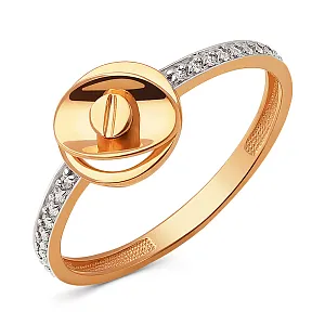 Кольцо из красного золота с фианитами