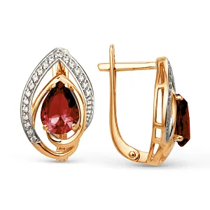 Серьги из красного золота с бриллиантами и рубинами