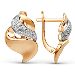 Серьги из красного золота с фианитами