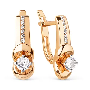 Серьги из красного золота с фианитами