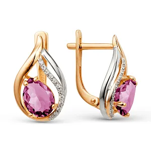 Серьги из красного золота с корундами