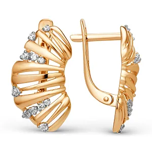 Серьги из красного золота с фианитами