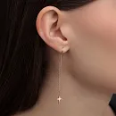 Серьги продевки из красного золота