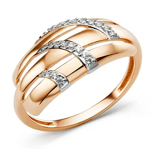 Кольцо из красного золота с фианитами