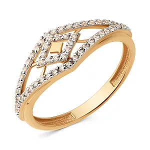 Кольцо из красного золота с фианитами