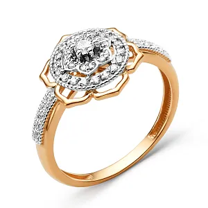 Кольцо из красного золота с фианитами