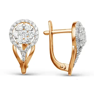 Серьги из красного золота с фианитами