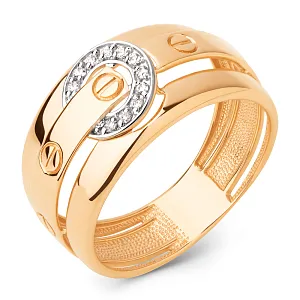 Кольцо из красного золота с фианитами