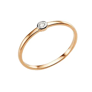 Кольцо из красного золота с фианитом