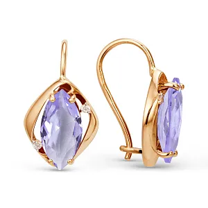 Серьги из красного золота с аметистами