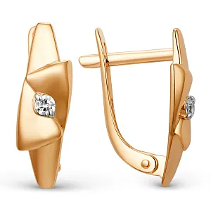 Серьги из красного золота с фианитами