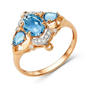 Кольцо из красного золота с swiss топазами