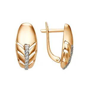 Серьги из красного золота с фианитами