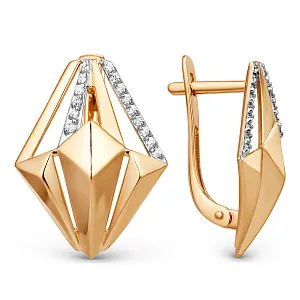 Серьги из красного золота с фианитами