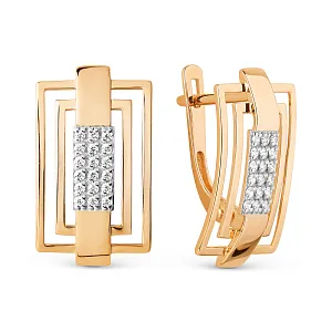 Серьги из красного золота с фианитами